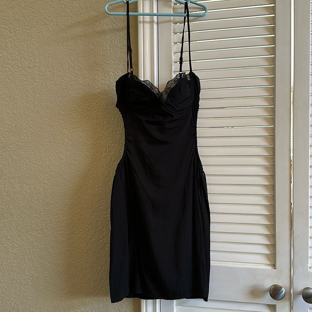 Princess Polly- Hazel Cut Out Mini Dress Black- Size 4